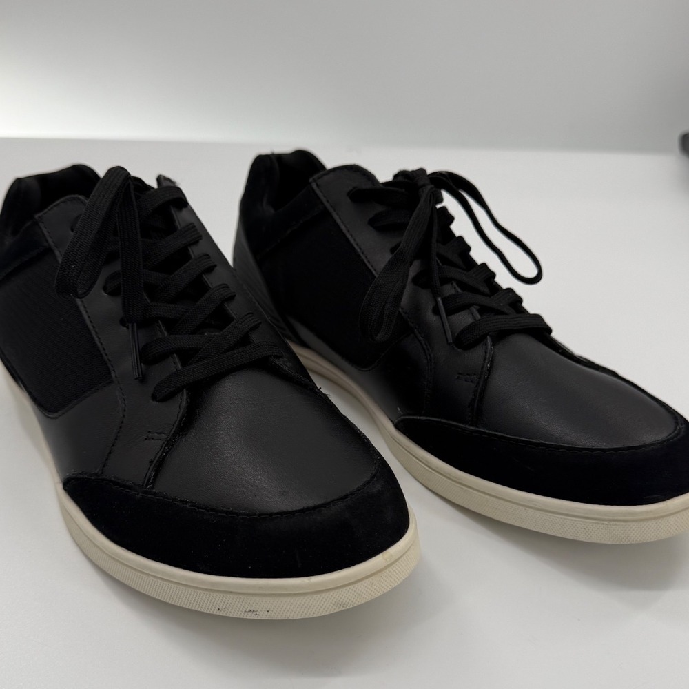 Aldo Sneakers Mens 9.5 Black Mixed Media Lace Up Low Top Shoes Everyday modern